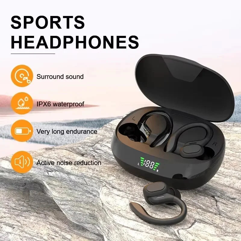 Original Wireless Earphones Ture Wireless Earbuds Ear Hook Sports HiFI Stereo Waterproof Headset With Mic TWS Headphone - TechElect