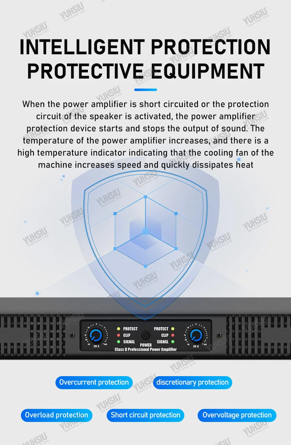 YUHSIU Professional Digital AMP 1U Class D Hifi High Power Amplifier 800W 2Channels For KTV Disco DJ Stage Karaoke Audio Speaker Techelectronicx