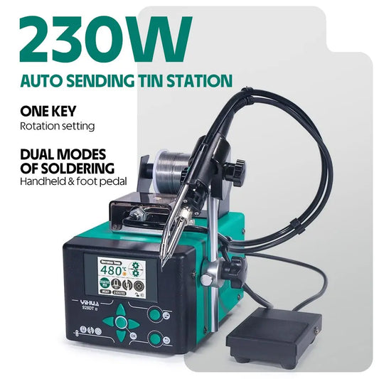 YIHUA 928DT-II 230W Soldering iron Auto Send Tin Soldering Station Fast Heating Tin Feeder Foot Rest Welding Machine Tools TechElect