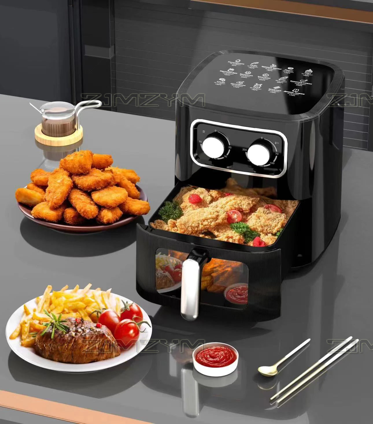 10L Large Capacity Intelligent Automatic Air Fryer Oven 220V Household Multi-function Smart Touchscreen Deep Fryer Without Oil TechElect