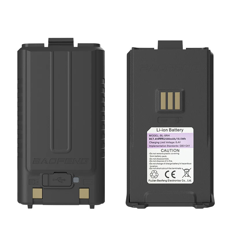 100% Original Baofeng UV-5RH Pro Max Battery GM-5RH Li-ion Battery USB-C Charger BF-K5 Plus UV-5GPlus Walklie Talkie Rechargable Techelectronicx