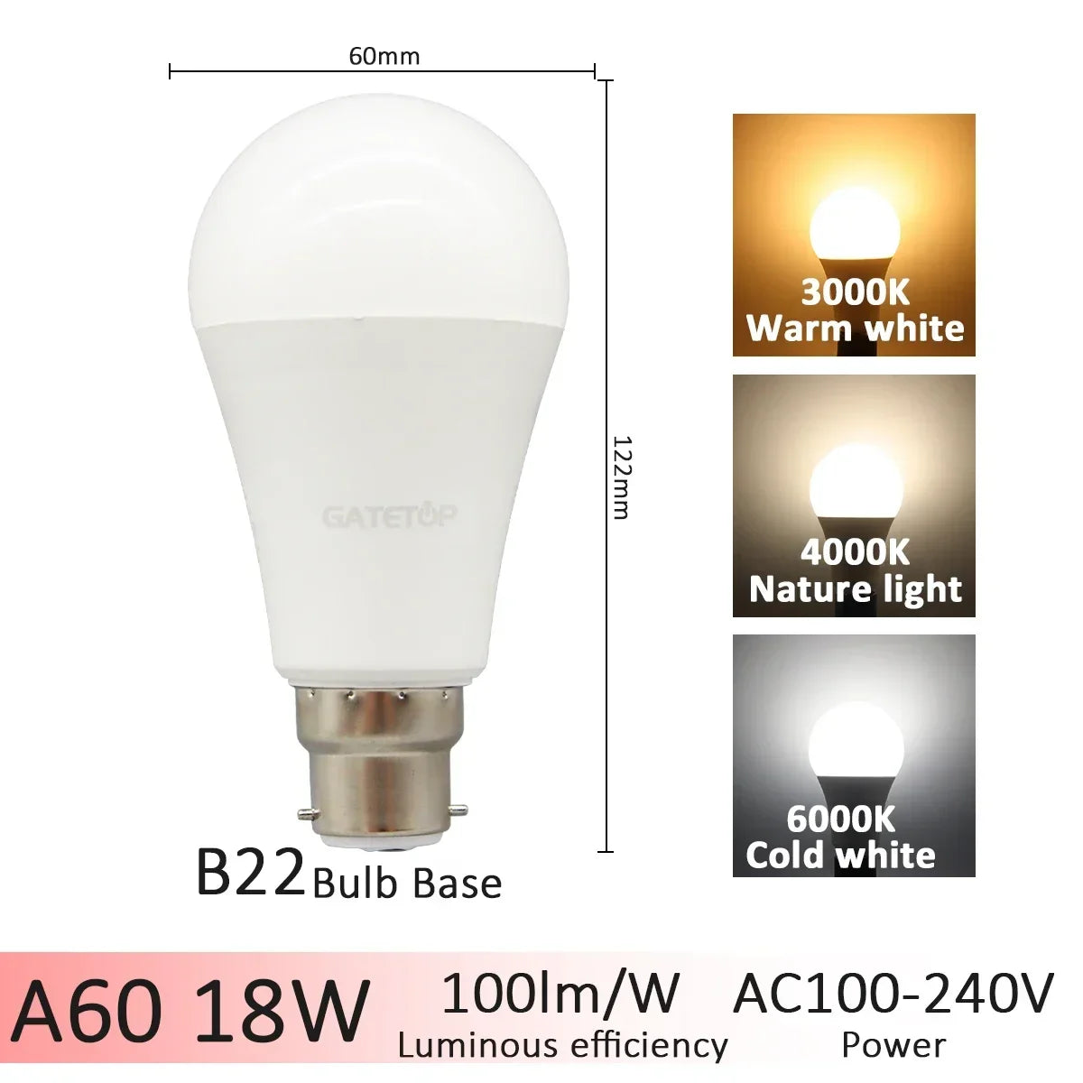 1-20pcs LED 3 Color Adjusted 3CCT（3000K 4000K 6000K）Bulb AC110V 220V E27 B22 Base Light Bulb  Memory Function Color Temp Reset Techelectronicx