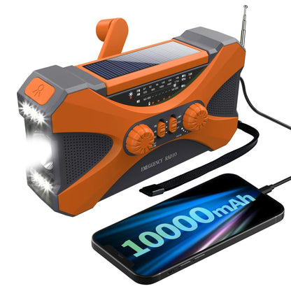 10000mAh Multifunctional Radio Hand Crank Solar USB Charging FM AM WB NOAA Weather Radio Emergency LED Flashlight Torch Power Techelectronicx