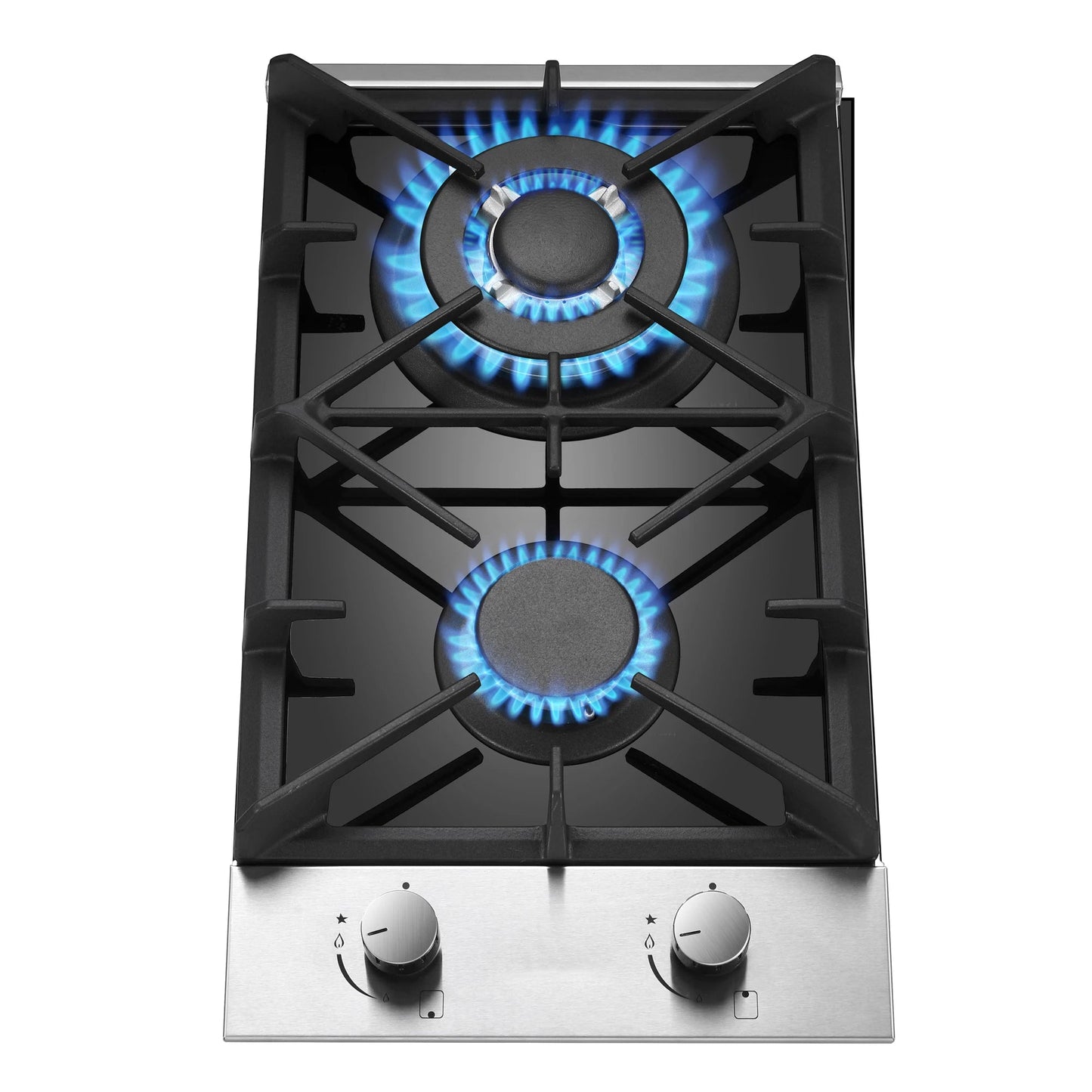 12 Inch 2-Burner Dual Fuel LPG/NG Gas Stove | Built-in for RV Outdoor & Apartment | Thermocouple Protection Tempered Black Glass Techelectronicx