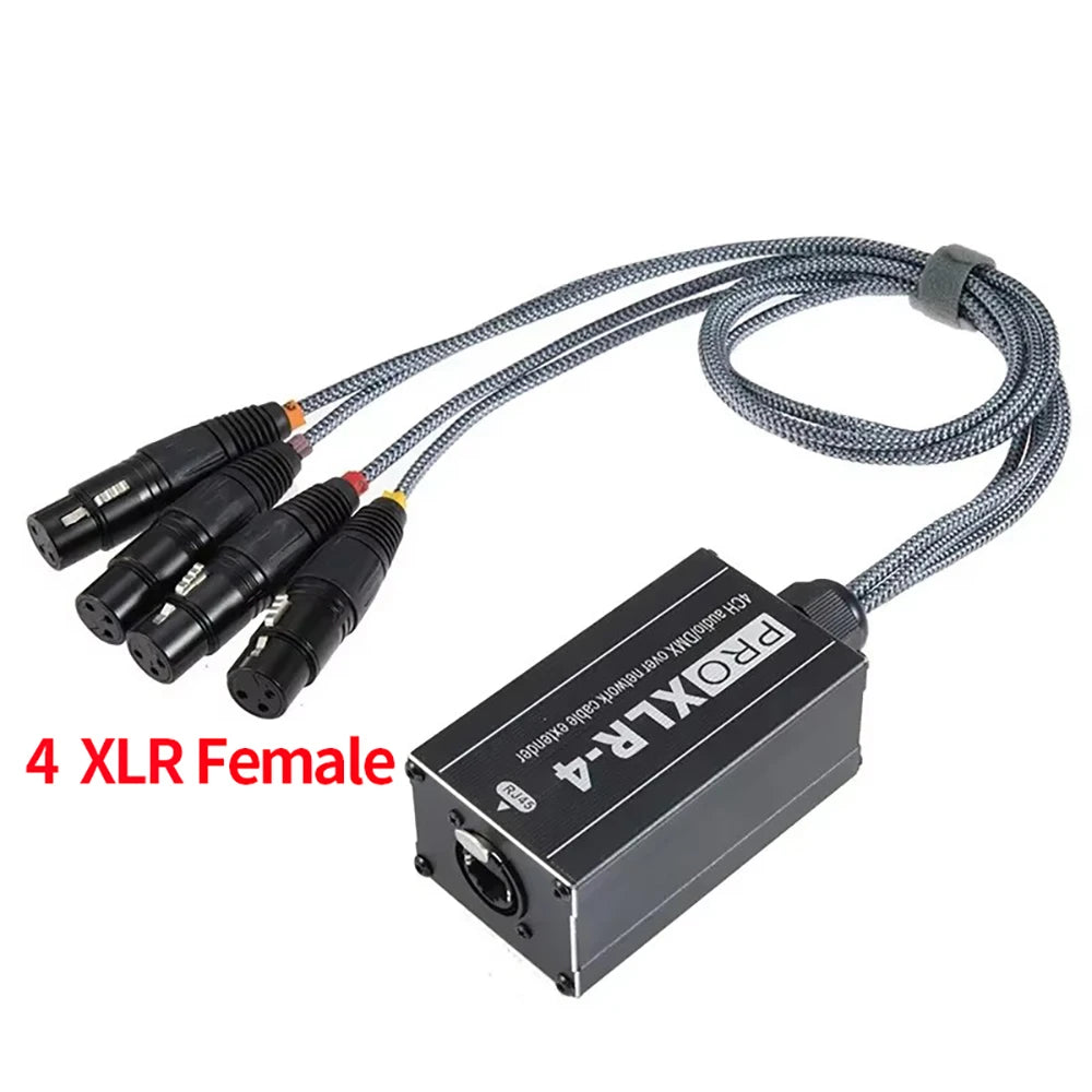 0.7M 4-channel XLR network extenderwith 300meter Ethernet cable extension for DMX stage lighting audio signal transmission Techelectronicx