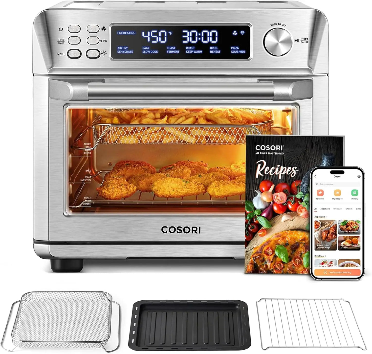 COSORI Air Fryer Toaster Oven Combo, Smart 12-in-1 Airfryer Sous Vide Convection Oven Countertop, Bake, Roast, Reheat, Broil, De TechElect