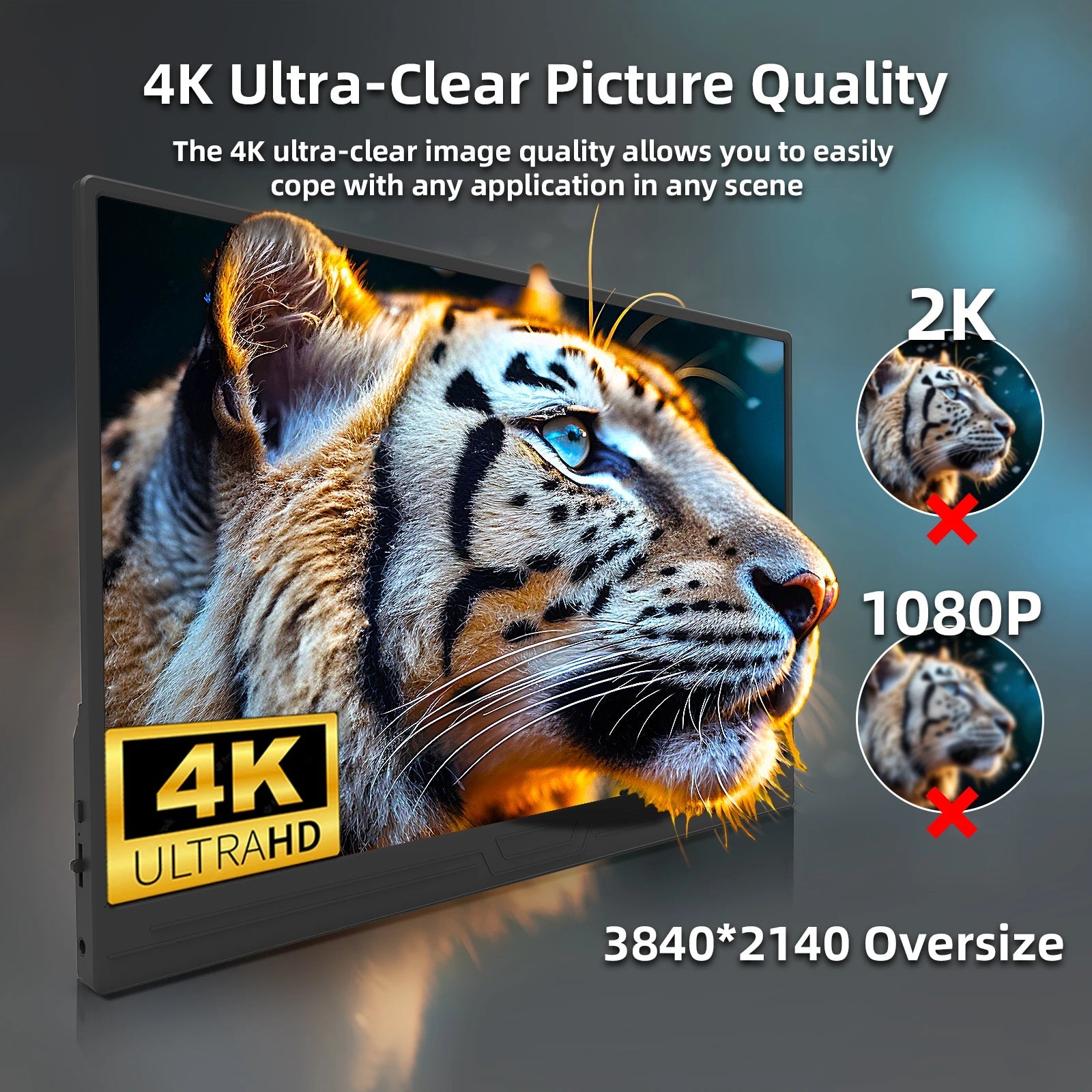 ZSUS 3840*2160 13-inch 4K Portable Monitor 60HZ For Laptop XBox PS4 / 5 Switch TV Box Cell Phone PC Extension Mobile Techelectronicx