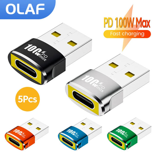 1/2/5Pcs USB To Type C OTG Adapter USB USB-C Female To USB Male PD100W Fast Charging OTG Connector For PC Macbook Samsung Xiaomi TechElect