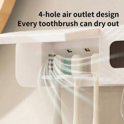 1 smart toothbrush rack wall mounted 3-slot toothbrush intelligent drying rack, toothpaste dispenser, household daily necessitie Techelectronicx