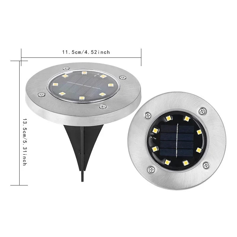 1/4Pack Solar Lights Outdoor 8 LEDs Disk Underground Lamp Spotlight Buried Solar Light for Home Garden Lawn Yard Decoration Techelectronicx