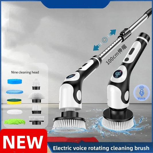 11 in 1 Electric Spin Scrubber Cordless Cleaning Brush with 9 Replaceable Brush Heads for Bathroom Shower Bathtub Glass Car Techelectronicx