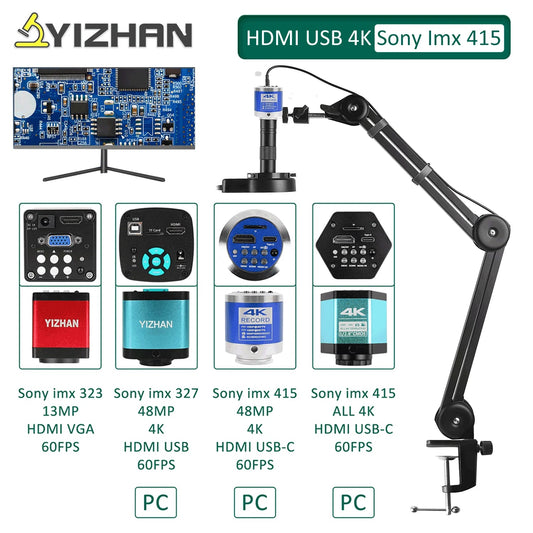 YIZHAN Full HD Digital Microscope Electronic 4K Soldering Microscope HDMI VGA USB 150x Lens Upgraded Reinforced Bracket Original Techelectronicx