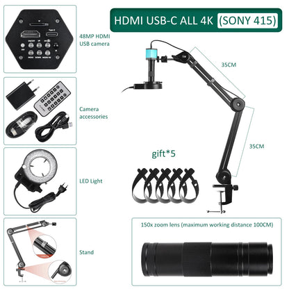 YIZHAN Full HD Digital Microscope Electronic 4K Soldering Microscope HDMI VGA USB 150x Lens Upgraded Reinforced Bracket Original Techelectronicx