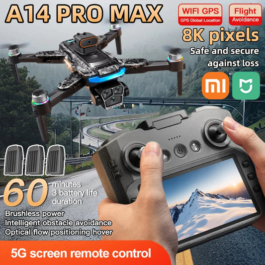 Xiaomi A14Pro max GPS Drone 4K Professional Dual Camera Dron Brushless Motor WIFI FPV Foldable RC Quadcopter Helicopter Toys Techelectronicx