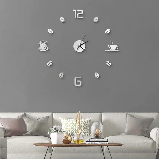 27inch Nordic Wall Clock Dining Restaurant Cafe Decorative Clocks Acrylic Mirror Wall Sticker Silent Quartz Watch Home Decor Techelectronicx