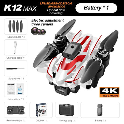 Xiaomi K12 Max Professional Mini Drone 8K Three Camera Obstacle Avoidance Brushless Remote Control Aerial Photography Toys Techelectronicx