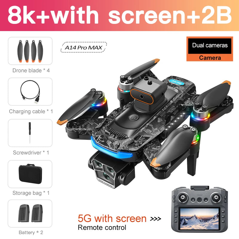 Xiaomi Mijia A14 Pro Max GPS Drone 8K HD Camera Touch Screen Remote Control Quadcopter 360° Obstacle Avoidance Brushless RC Toys Techelectronicx