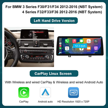 10.25'12.3' Wireless CarPlay Android Auto Multimedia Display Screen For BMW 1 2 3 4 Series F20 F21 F22 F30 F31 F32 F33 Techelectronicx
