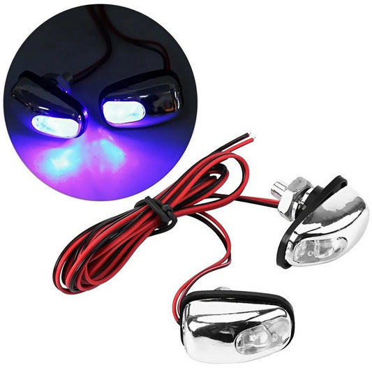 1 Pair Car Light Wiper Hood Windshield Water Spray Nozzle Washer Lamp 12V Universal Jet Water Spray Nozzle Spout with LED Light Techelectronicx