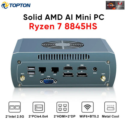 Topton Solid FU03 Mini PC AMD Ryzen 7 8845HS 2*Intel 2.5G LAN 2*DDR5 2*NVMe Windows 11 Firewall PC Gaming Computer 4x8K WiFi6 Techelectronicx
