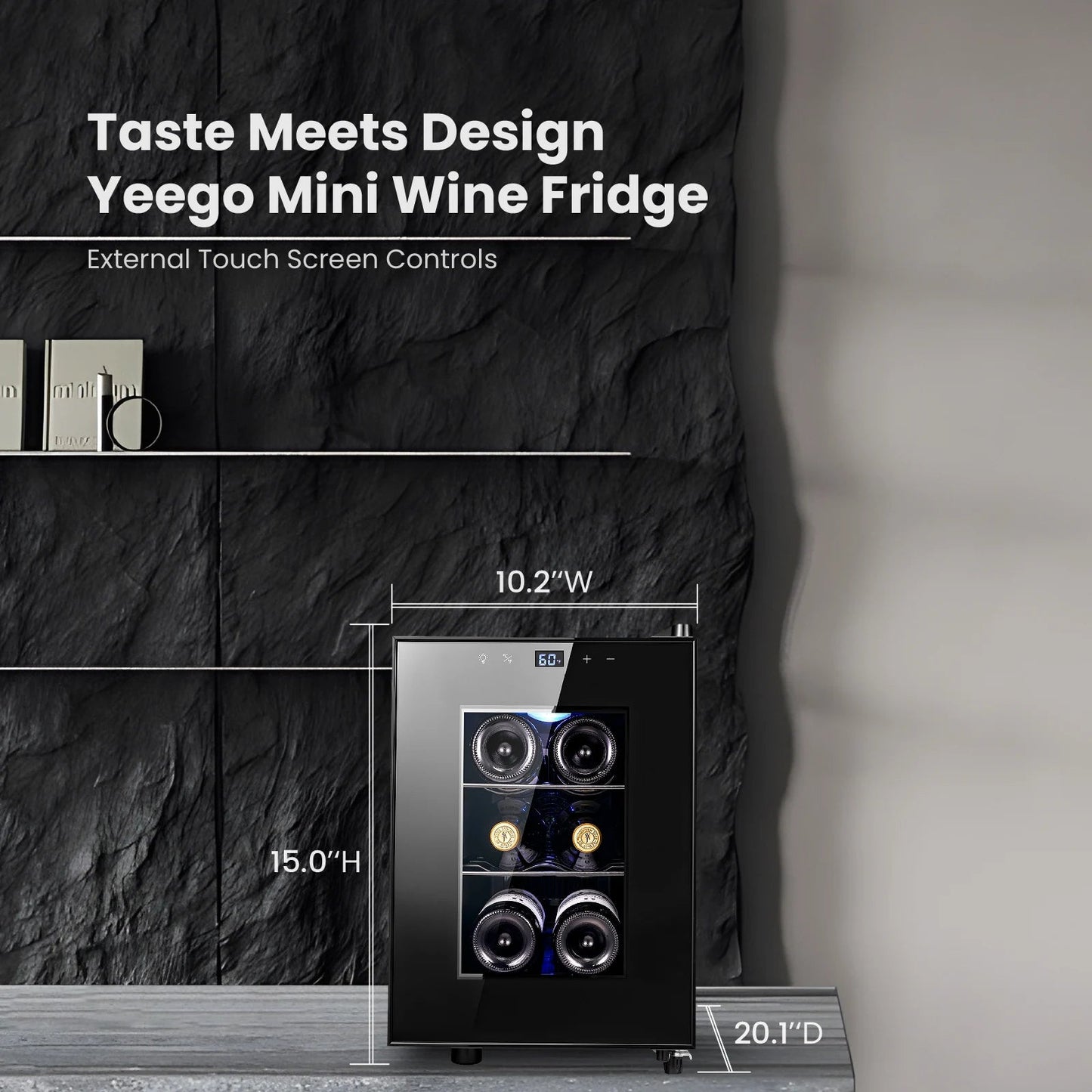 Yeego Mini Wine Fridge - 22L Capacity Semiconductor Cooling Refrigerator with Stylish Glass Door for Perfect Wine Storage Techelectronicx