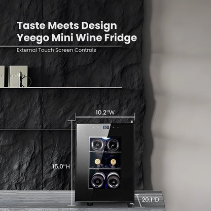 Yeego Mini Wine Fridge - 22L Capacity Semiconductor Cooling Refrigerator with Stylish Glass Door for Perfect Wine Storage Techelectronicx