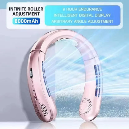 Xiaomi 8000mAh Hanging Neck Fan USB Portable Bladeless Mini Rechargeable Mute LED Digital Display Electric Fans Air Cooler Hot Techelectronicx