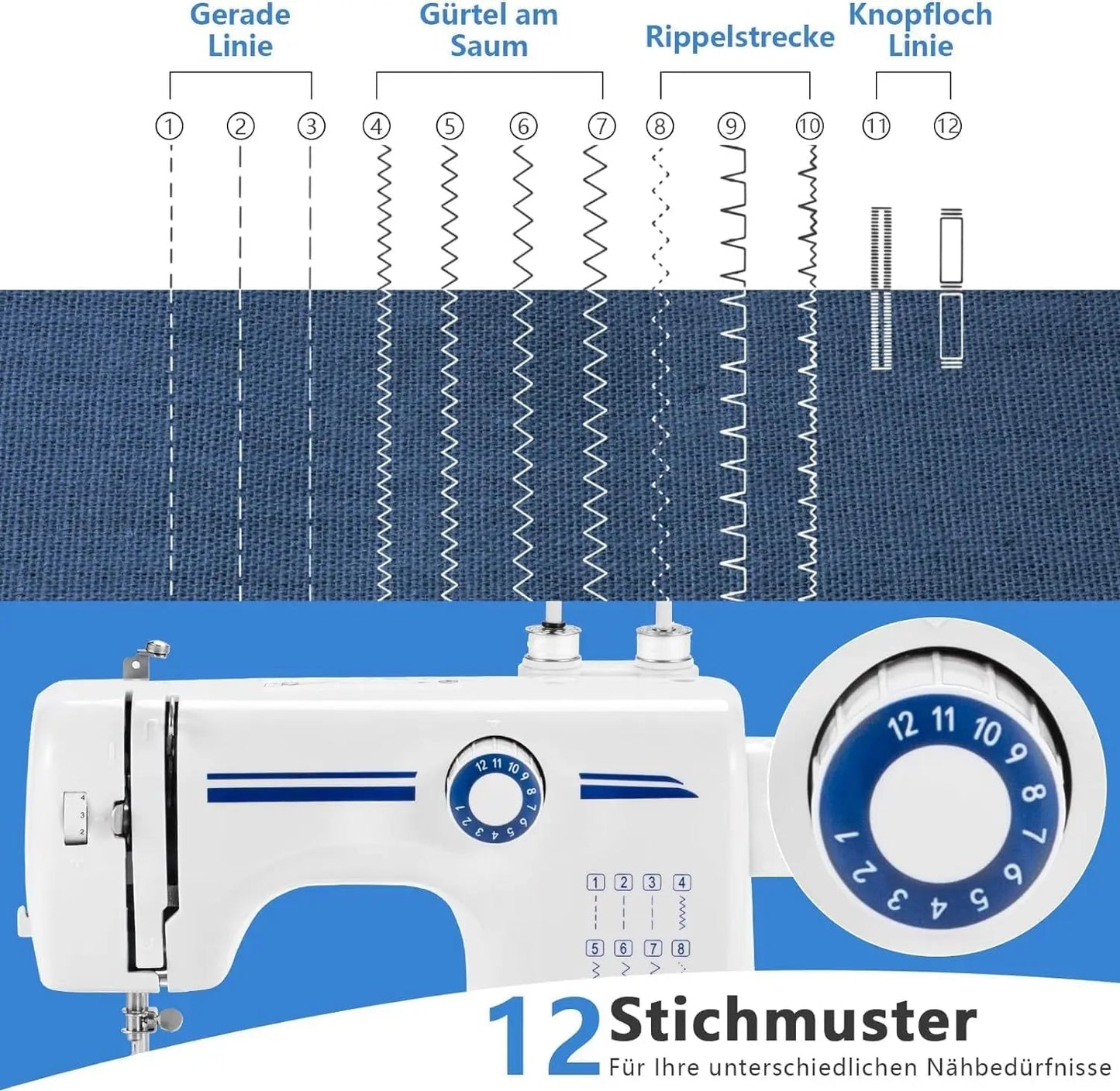 [Hot Sale] Mini Portable Sewing Machine 12 Stitches, Dual Speed Foot Pedal with Sewing Kit, Double Needle for Home/Travel TechElect