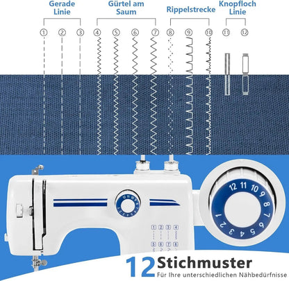 [Hot Sale] Mini Portable Sewing Machine 12 Stitches, Dual Speed Foot Pedal with Sewing Kit, Double Needle for Home/Travel TechElect