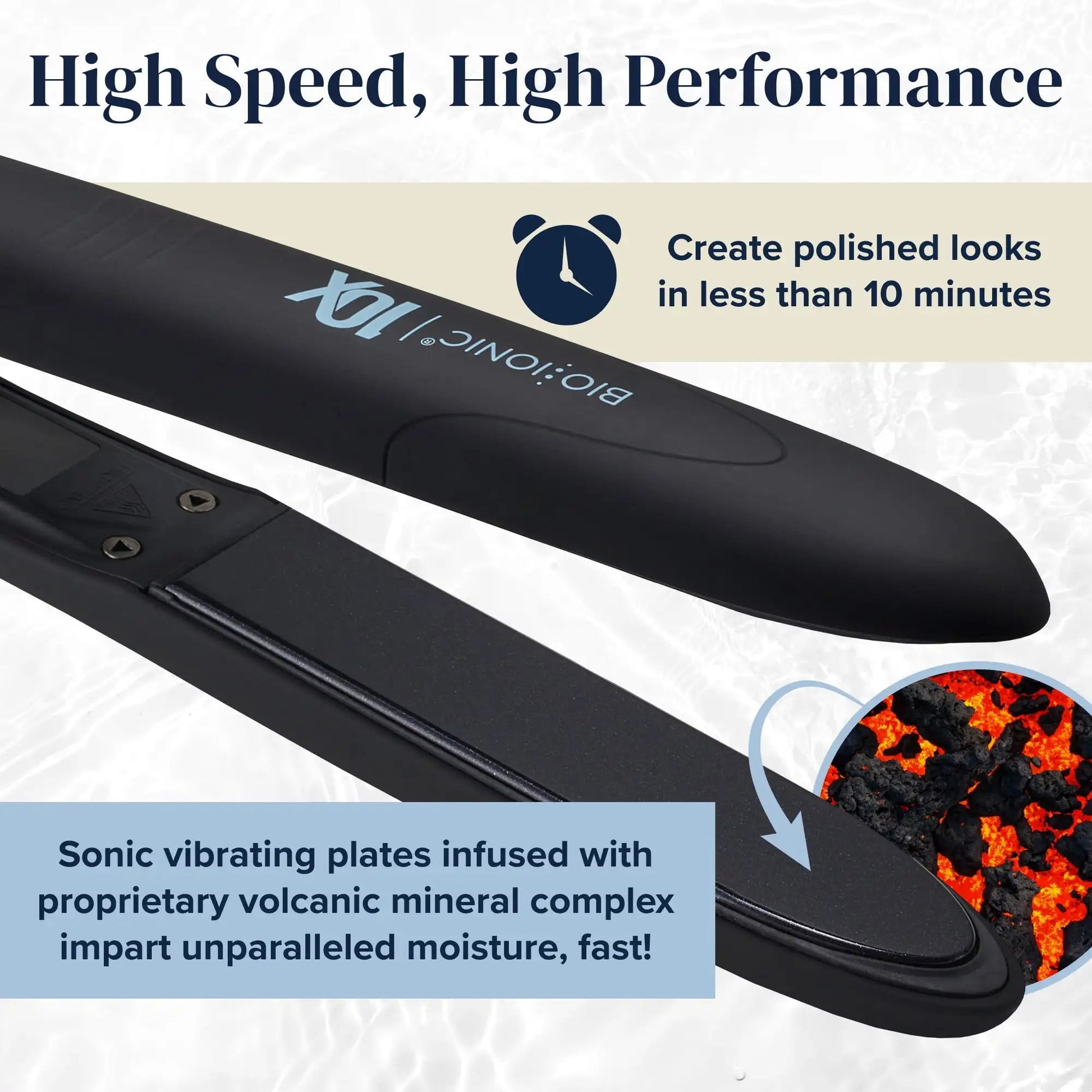 10X Styling Flat Iron, 1" Hair Straightener with Sonic Vibrating Plates, Ceramic Flat Iron TechElect