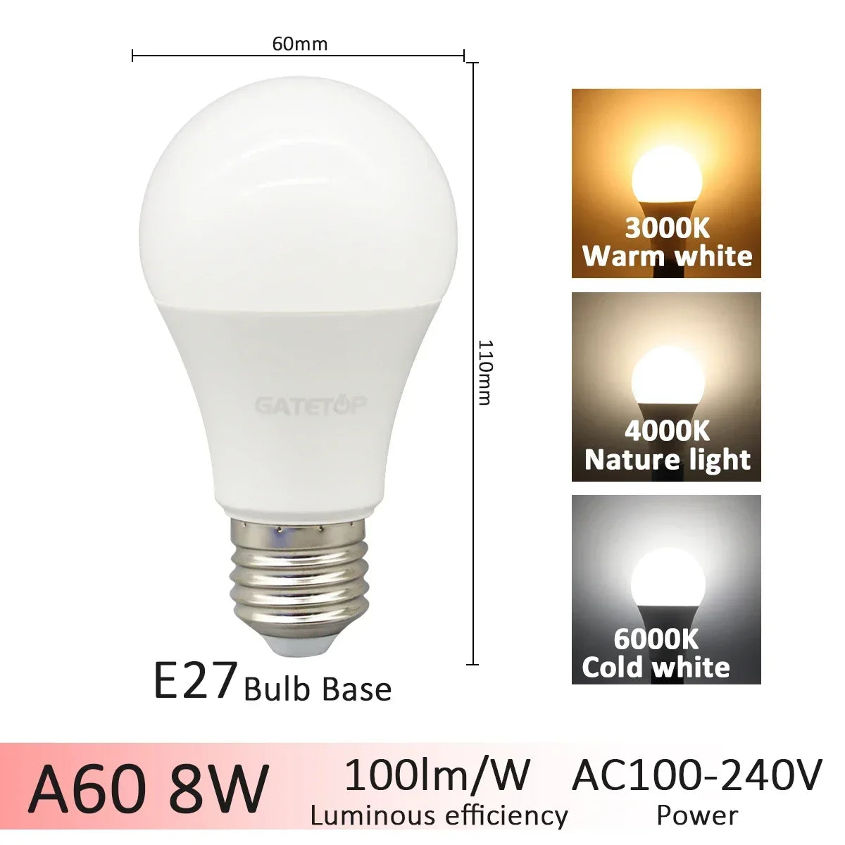 1-20pcs LED 3 Color Adjusted 3CCT（3000K 4000K 6000K）Bulb AC110V 220V E27 B22 Base Light Bulb  Memory Function Color Temp Reset Techelectronicx
