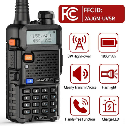 1/2/4 PCS Baofeng UV 5R 8W Walkie Talkie Dual Band VHF UHF Portable FM Amateur 1800mAh UV5R Two way Radio Ham Radio For Climb Techelectronicx