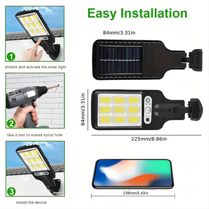1/2/4-Pack Solar Street Lights, 108 COB LED Outdoor Wall Lights with Remote Control and Motion Sensor, Adjustable 3 Modes, Suita Techelectronicx