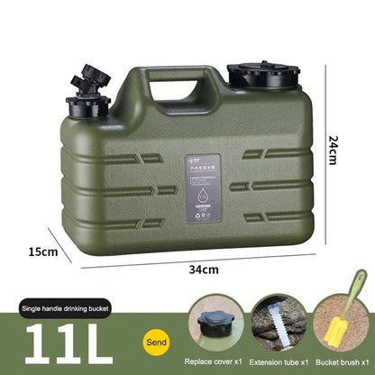 11L Water Bucket Large Capacity Portable Drinking Water Canister with Detachable Faucet No Leakage for Outdoor Travel Driving Techelectronicx