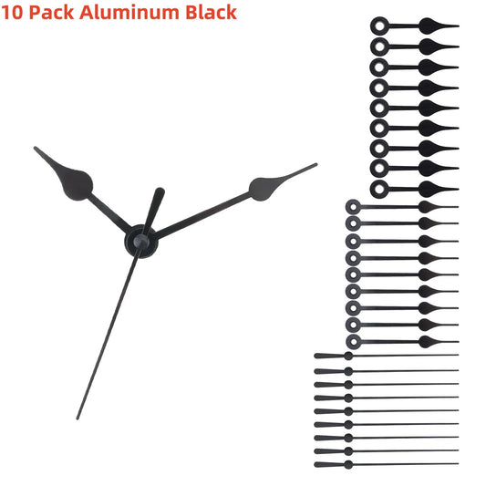 10 Pack Aluminum Black Replacement Clock Hands Kit for Wall Clock Repair, Clock Hands Parts Replacement Techelectronicx