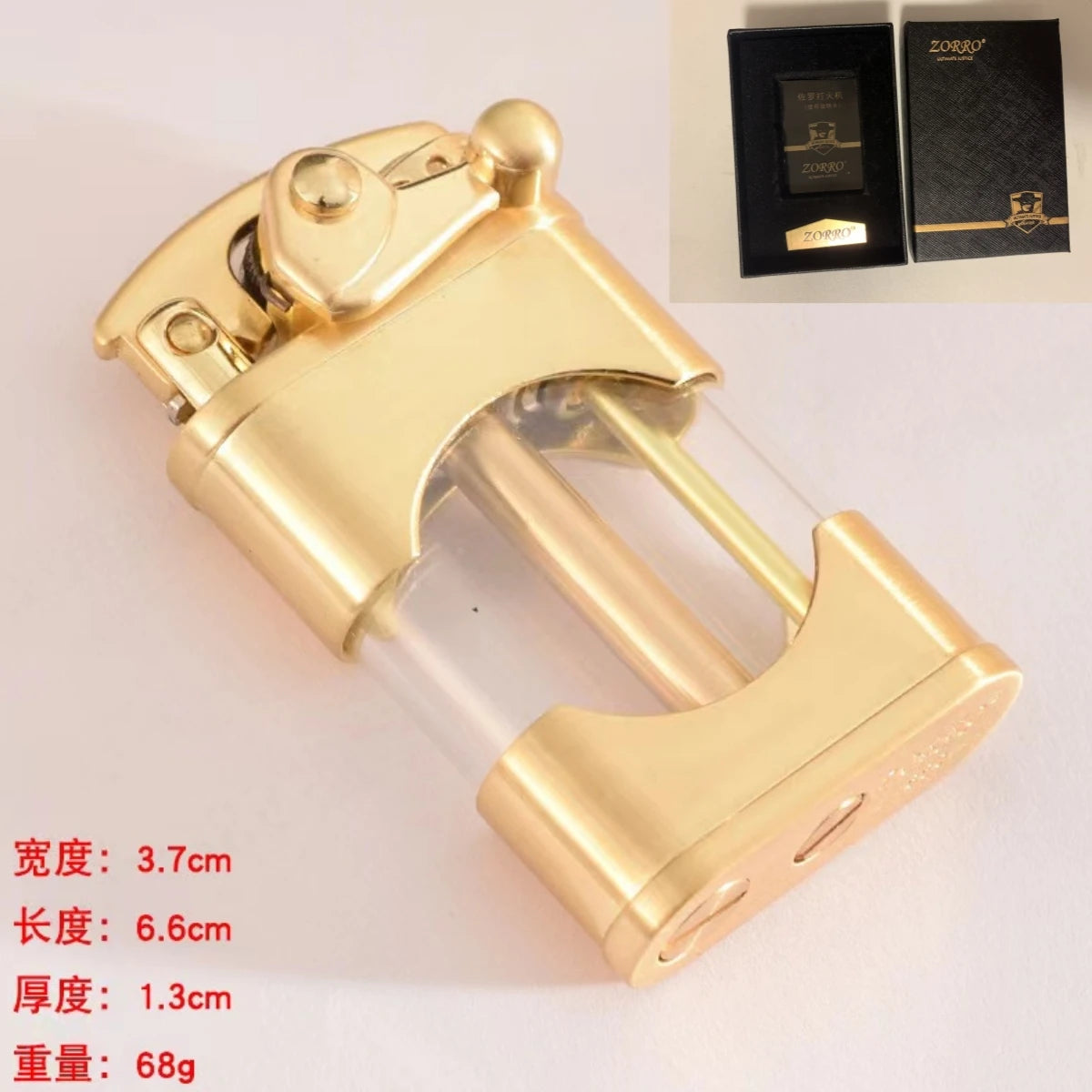 ZORRO Creative Rocker Kerosene Lighter Metal Visible Transparent Oil Bin Old Style Grinding Wheel Smoking Accessories Gadgets Techelectronicx