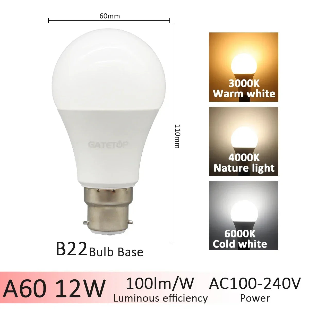 1-20pcs LED 3 Color Adjusted 3CCT（3000K 4000K 6000K）Bulb AC110V 220V E27 B22 Base Light Bulb  Memory Function Color Temp Reset Techelectronicx