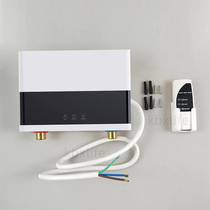 110V/220V Instant Water Heater Bathroom Kitchen Wall Mounted Electric Water Heater with Remote Control LCD Temperature Display Techelectronicx