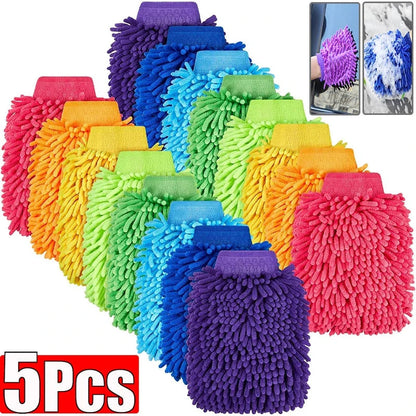 1/3/5pcs Microfiber Car Wash Gloves Auto Gloves Ultra Absorbent Wash Car Sponge Scratch Free Microfiber Car Cleaning Tool Techelectronicx
