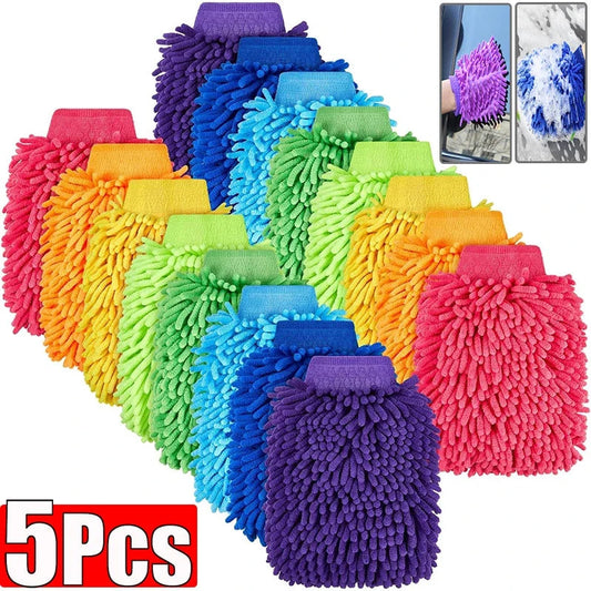 1/3/5pcs Microfiber Car Wash Gloves Auto Gloves Ultra Absorbent Wash Car Sponge Scratch Free Microfiber Car Cleaning Tool Techelectronicx
