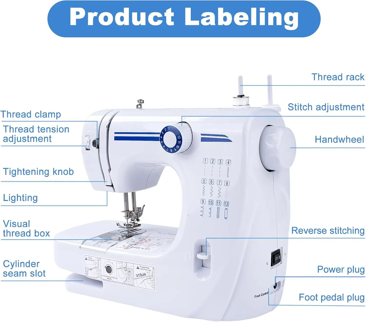 [Hot Sale] Mini Portable Sewing Machine 12 Stitches, Dual Speed Foot Pedal with Sewing Kit, Double Needle for Home/Travel TechElect