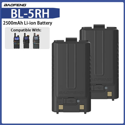 100% Original Baofeng UV-5RH Pro Max Battery GM-5RH Li-ion Battery USB-C Charger BF-K5 Plus UV-5GPlus Walklie Talkie Rechargable Techelectronicx