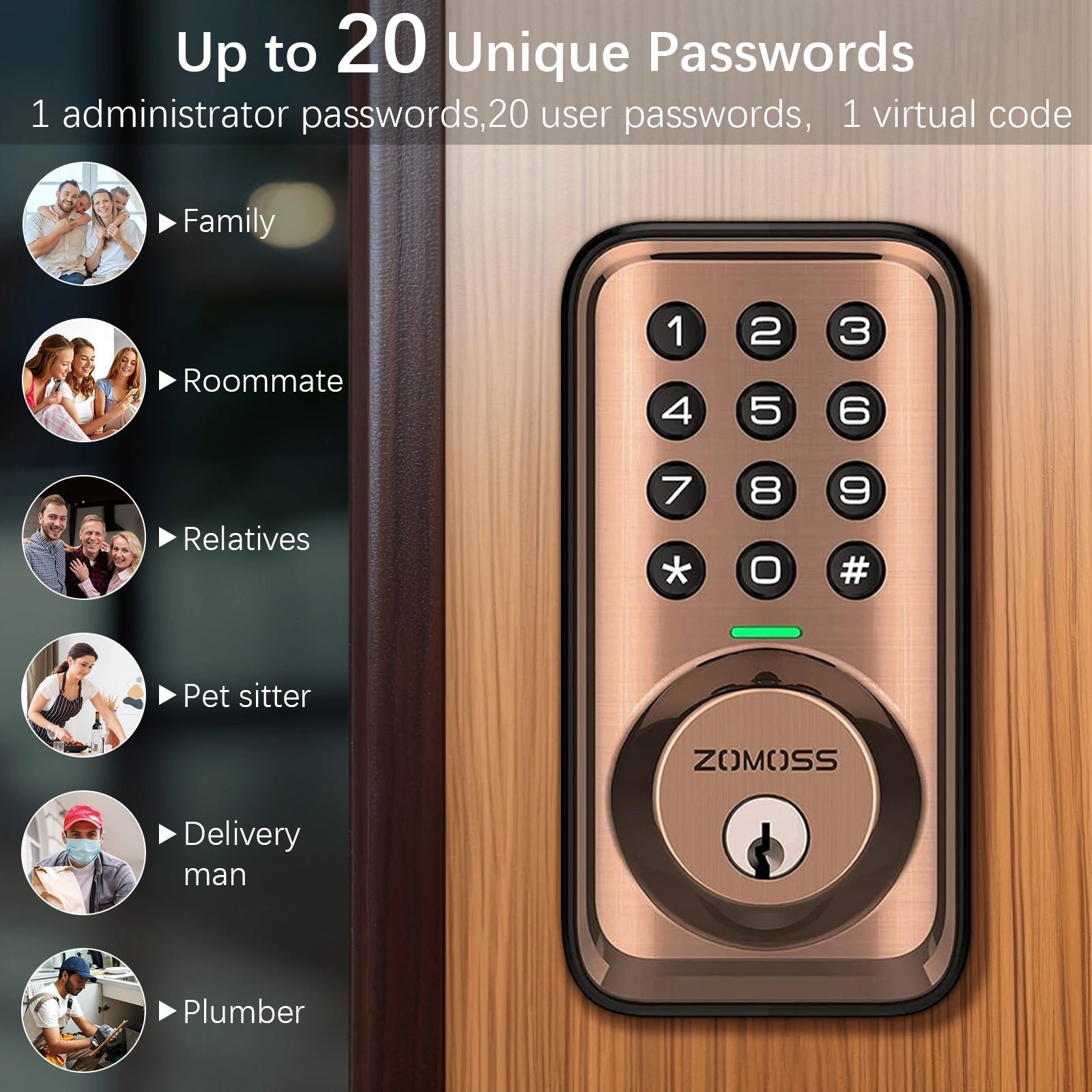 ZOMOSS Keypad Door Lock-Keyless Entry Door Lock-Smart Deadbolt Lock-Anti-Peeking Password-Auto Lock Easy To Install Techelectronicx