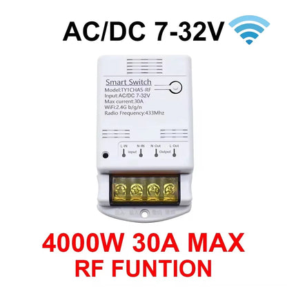 ZIGBEE/WiFi Smart Switch 30A 6600W/4000W Tuya Relay Module AC DC 7-32V 85-250V Timer Home Automation Alexa DIY Smartlife APP Techelectronicx