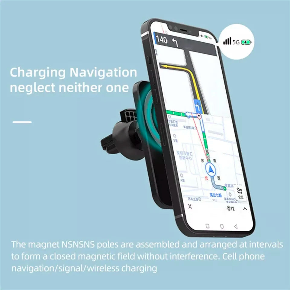 Wireless Charger Magnetic Car phone Holder for iPhone 14 13 Pro Max 12 Phone Accessories 30W Fast Charging Induction Adapter Techelectronicx