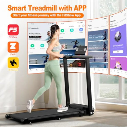 Foldable Treadmill for Home 2.5HP Quiet Brushless Motor 300 LB Capacity Smart Fitshow App Control Small Treadmills for Small Sp TechElect