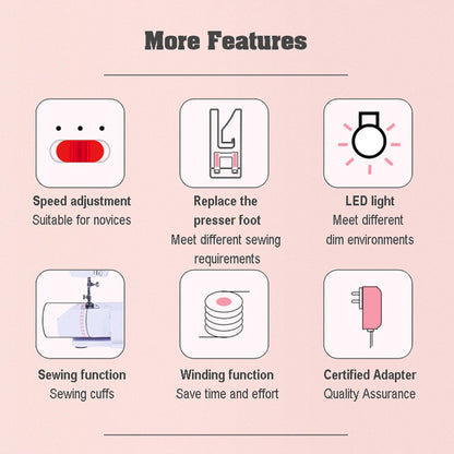 12 Stitches Electric Sewing Machine Mini Double Thread Sewing Machine with Foot Pedal High Quality US Plug TechElect