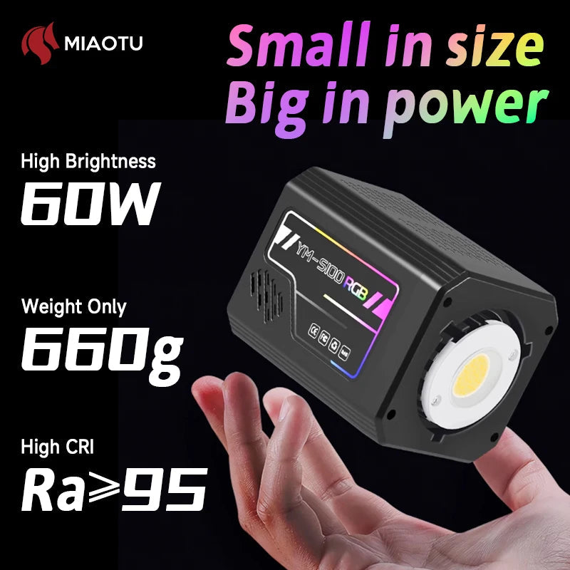 YM-S100RGB Photography Light RGB Outdoor Portable Handheld Fill Light COB 3200-6500K Photographic LED Light for Outdoor Shooting Techelectronicx