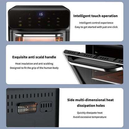 10L Large Capacity Electric Air Fryers Oil-free Automatic Household Kitchen 360°Baking Convection Oven Deep Fryer without Oil Techelectronicx