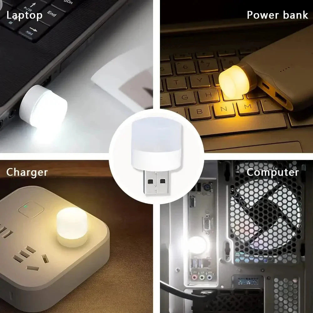 10Pcs Mini USB Night Light Warm White Eye Protection Book Reading Light USB Plug Computer Mobile Power Charging LED Night Lamp Techelectronicx
